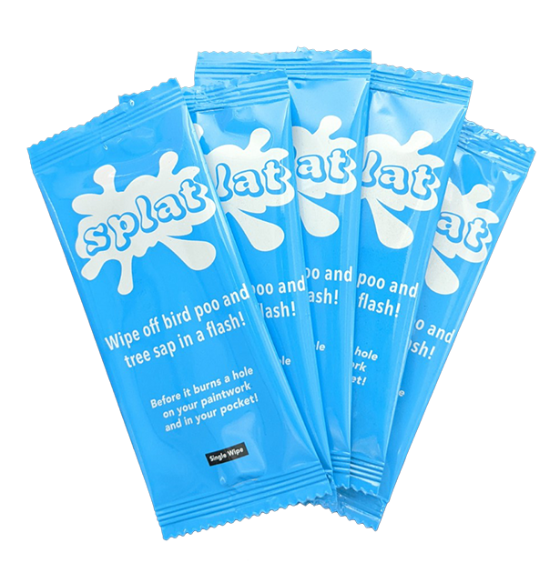 Splat! - Bird Poo Removal Wipes 5 Pack - Carbon Car Care